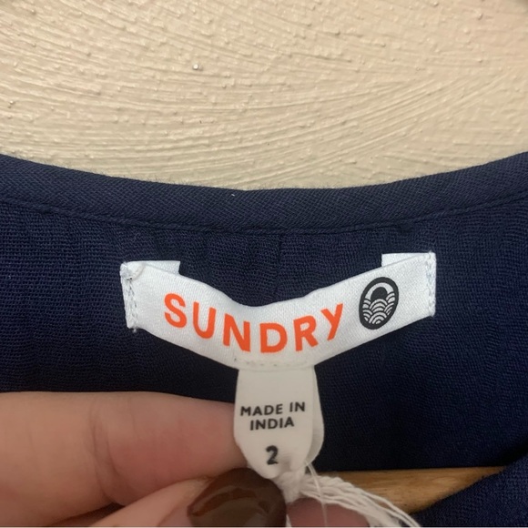 ANTHROPOLOGIE Sundry Boho Tunic Dress Navy Blue Size Medium New NWT - Picture 12 of 16